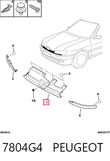 Grelha do radiador Peugeot 306  7A