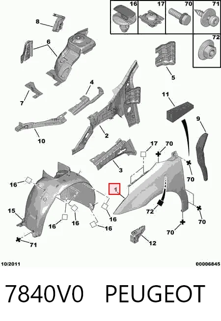  Pára-lama dianteiro esquerdo Citroen C4 I hatchback (LC) (2004 - 2010) I