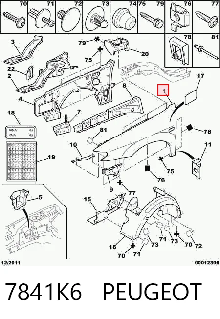  Pára-lama dianteiro direito Peugeot 306 hatchback (7A) (1993 - 2001) 