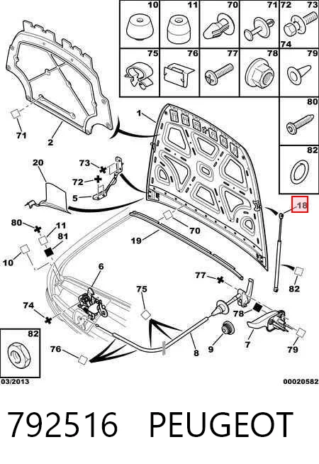 Amortecedor da capota Peugeot 607  9D, 9U ao melhor preço