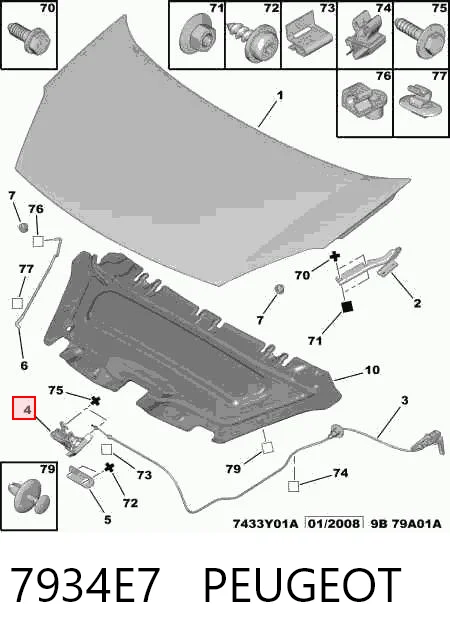 7934E7 Peugeot/Citroen Fecho da capota