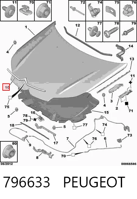 Moldura da capota para Citroen C5  III  RW