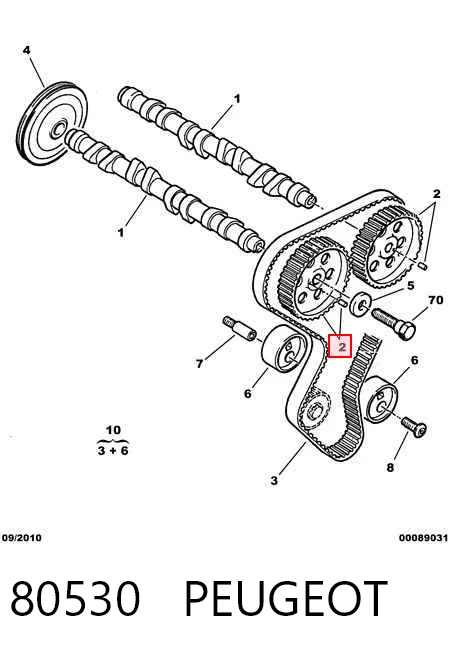 80530 Peugeot/Citroen Engrenagem de cadeia da roda dentada da árvore distribuidora de motor