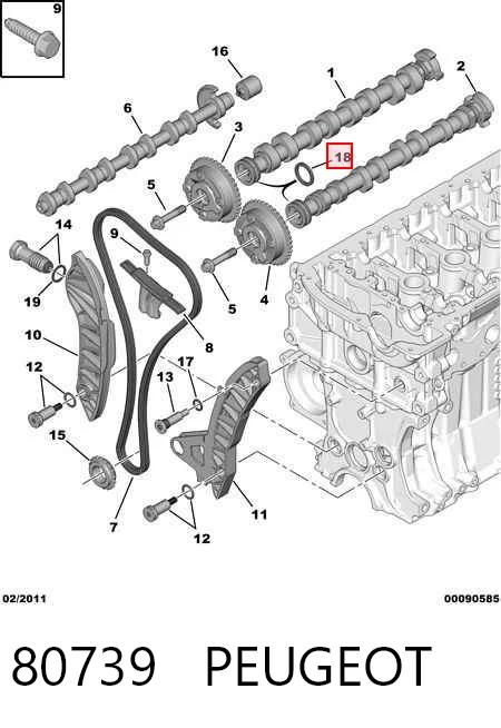 80739 Peugeot/Citroen Vedação dianteira da árvore distribuidora de motor