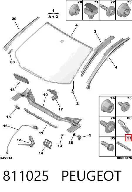 811025 Peugeot/Citroen Cápsula (prendedor) de fixação de moldura de pára-brisas