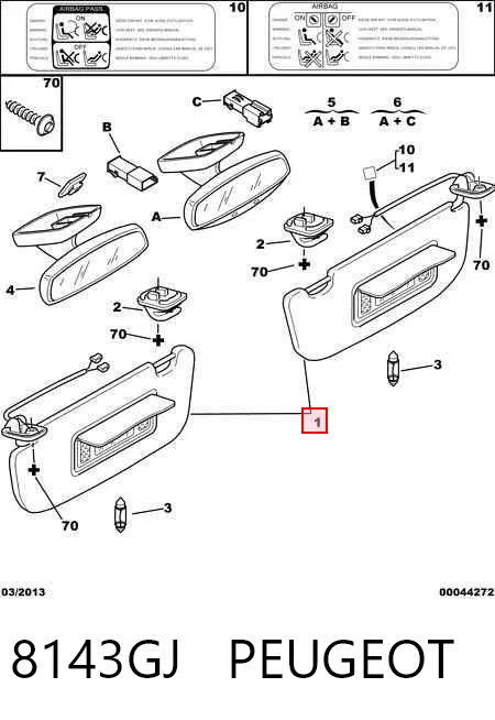 Pala contra o sol Peugeot 406  8B ao melhor preço