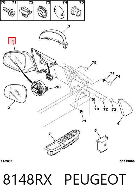 Compre Espelho de retrovisão esquerdo Peugeot 406 