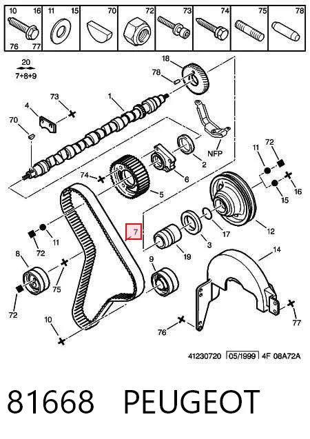 81668 Peugeot/Citroen Correia do mecanismo de distribuição de gás