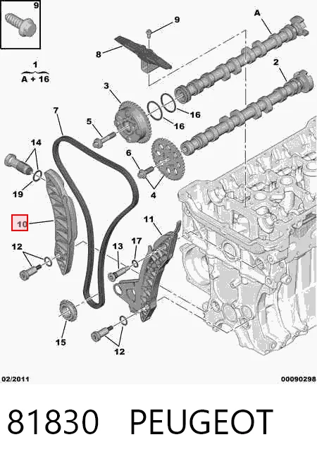 81830 Peugeot/Citroen Sapato de reguladora de tensão da cadeia do mecanismo de distribuição de gás