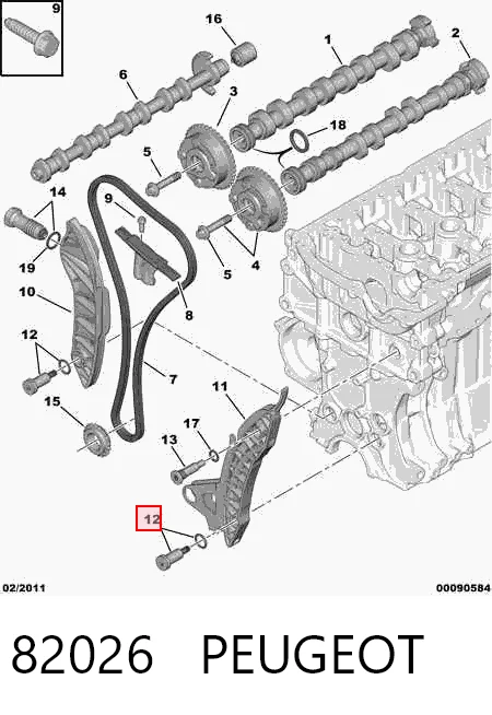 82026 Peugeot/Citroen Cadeia do mecanismo de distribuição de gás, kit