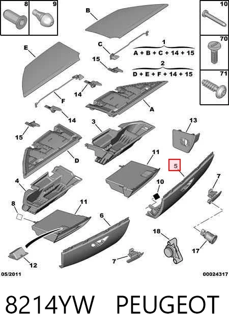 Tampa da caixa para luvas (porta-luvas) Citroen C8  EA, EB ao melhor preço