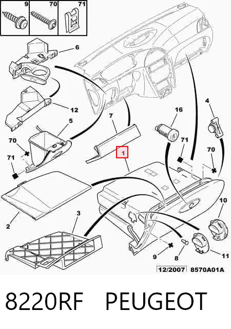 Caixa para porta-luvas (porta-luvas) Citroen C5  DC ao melhor preço