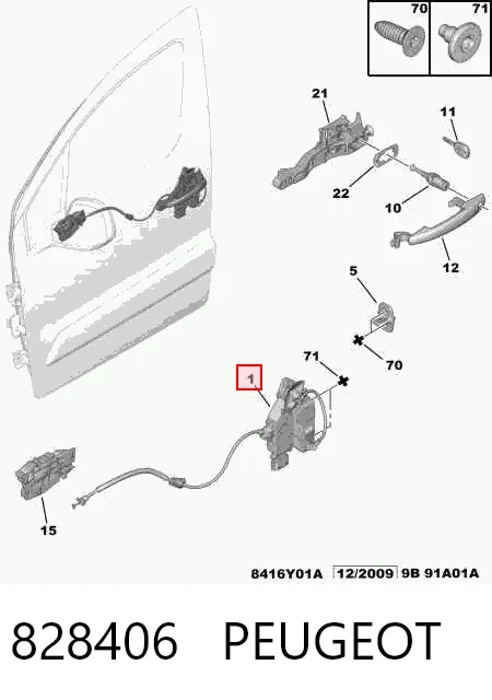 Fecho da porta dianteira esquerda para Citroen Berlingo  K9