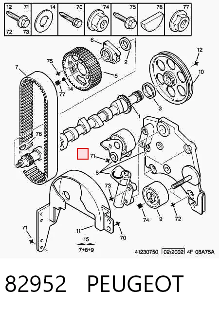 82952 Peugeot/Citroen Reguladora de tensão da correia do mecanismo de distribuição de gás