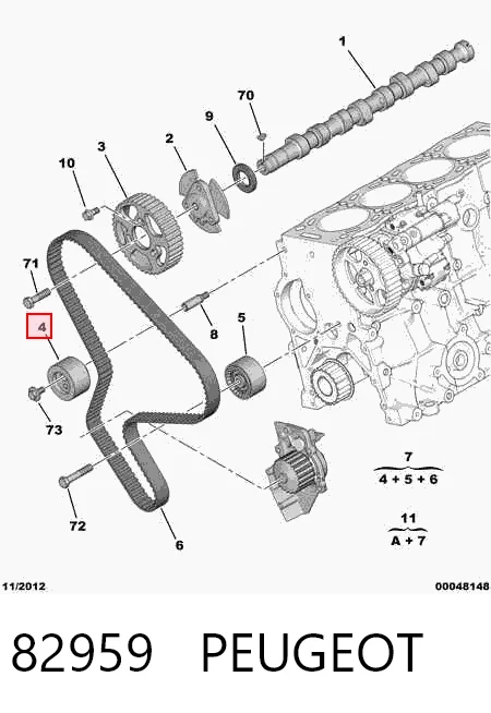 82959 Peugeot/Citroen Rolo de reguladora de tensão da correia do mecanismo de distribuição de gás