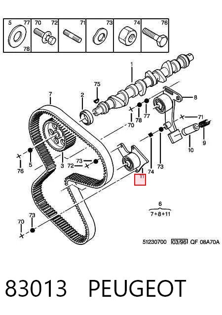 83013 Peugeot/Citroen Rolo parasita da correia do mecanismo de distribuição de gás