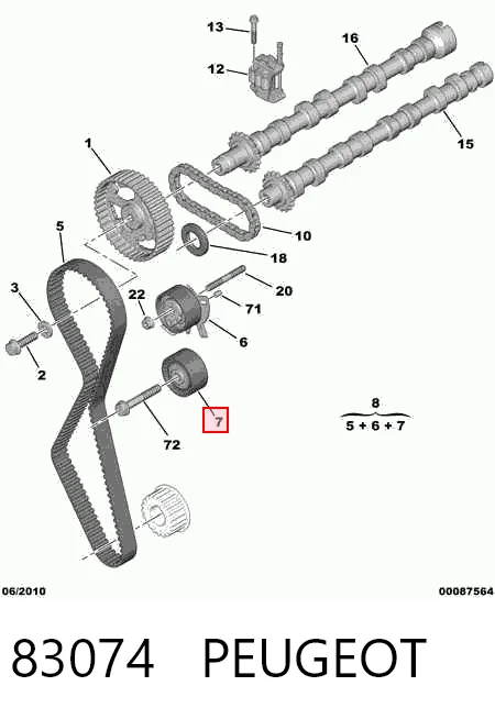 83074 Peugeot/Citroen Rolo parasita da correia do mecanismo de distribuição de gás