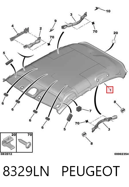 Revestimento do teto Peugeot 206  2A/C ao melhor preço