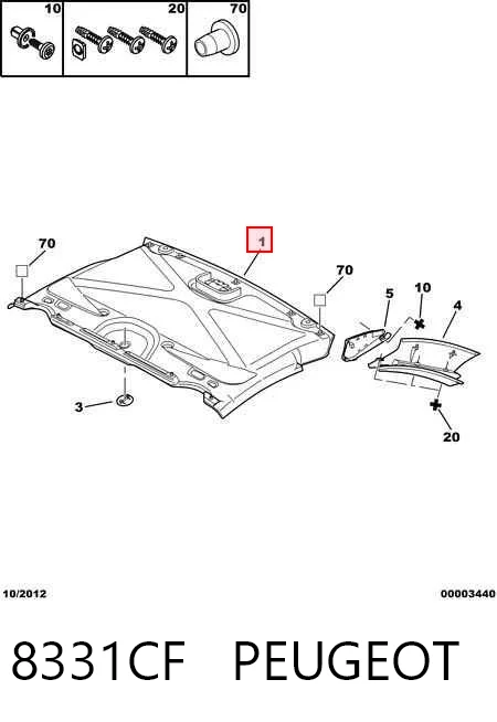 Revestimento do teto Peugeot 307  3B ao melhor preço