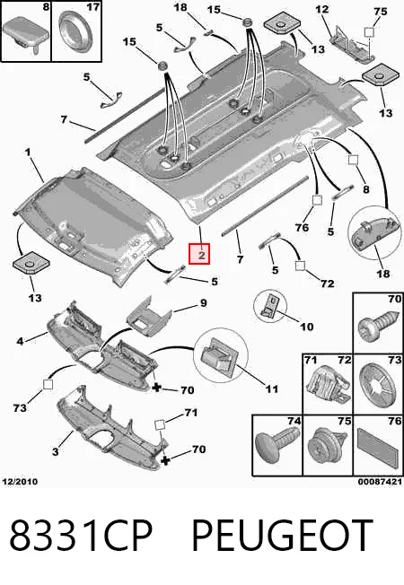 Revestimento do teto Citroen Jumpy II  ao melhor preço