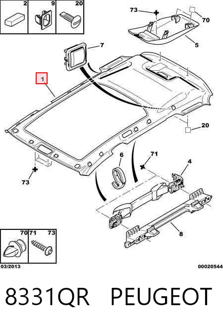 Revestimento do teto Peugeot 307 3H ao melhor preço