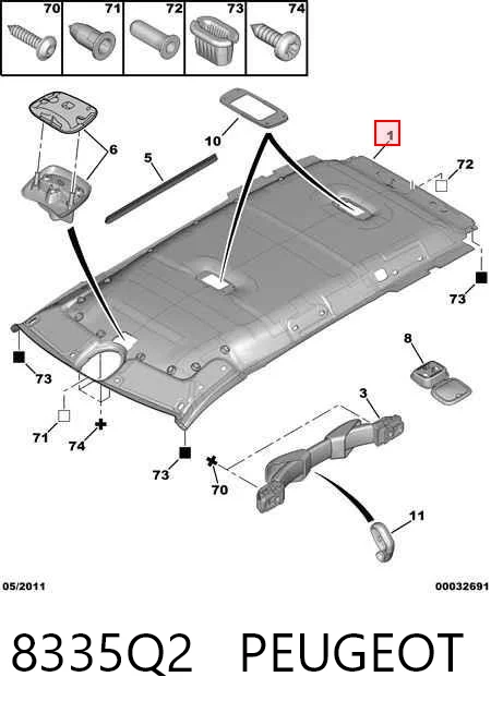 Revestimento do teto Peugeot 807  E ao melhor preço