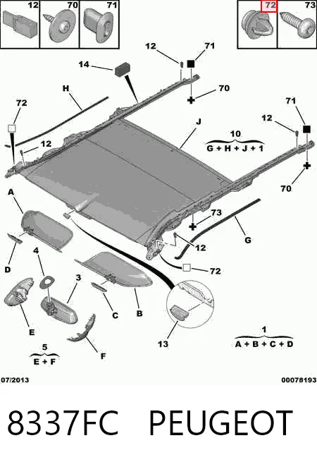 Cápsula (prendedor) de fixação de revestimento de tampa de porta-malas para Citroen C4 II B7