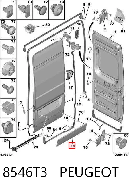 735423004 Chrysler Moldura da porta traseira direita