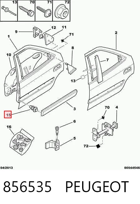 856535 Peugeot/Citroen Cápsula (prendedor) de fixação de placas sobrepostas do acesso