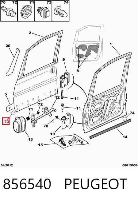 856540 Peugeot/Citroen Braçadeira (cápsula) de fixação de moldura da porta