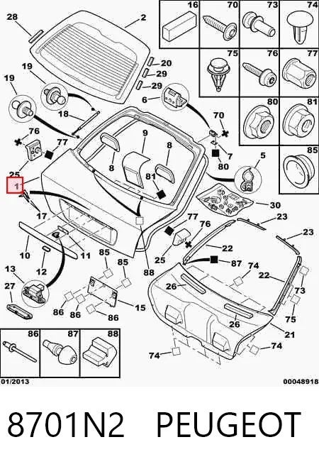 Porta traseira (3ª/5ª porta-malas (tampa de alcapão) para Citroen C5 I DC