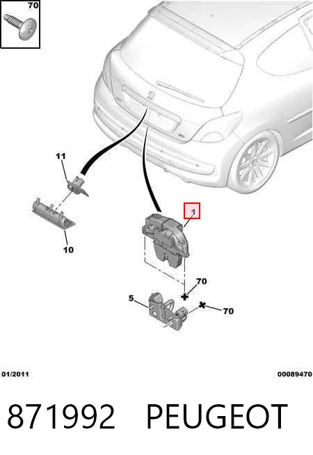 871992 Peugeot/Citroen Fecho de tampa de porta-malas (de 3ª/5ª porta traseira)