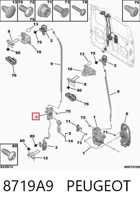 Fecho da porta traseira esquerda batente 1356490080 Renault (RVI)
