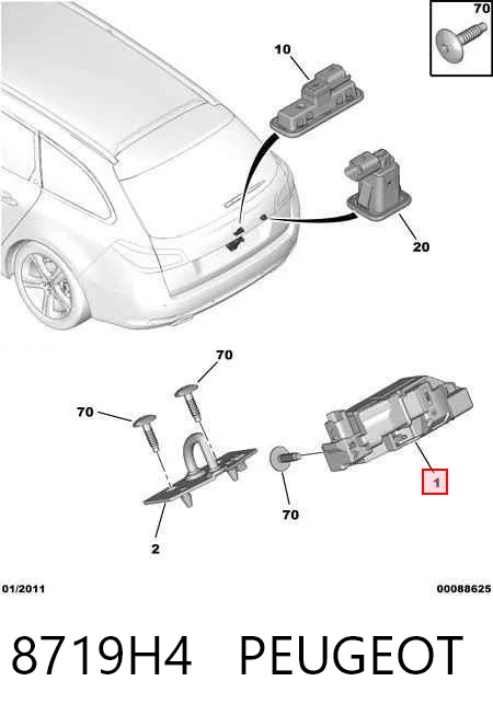 8719H4 Peugeot/Citroen Fecho de tampa de porta-malas (de 3ª/5ª porta traseira)