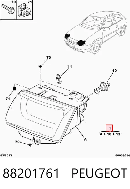 Luz direita para Citroen Saxo  S0, S1