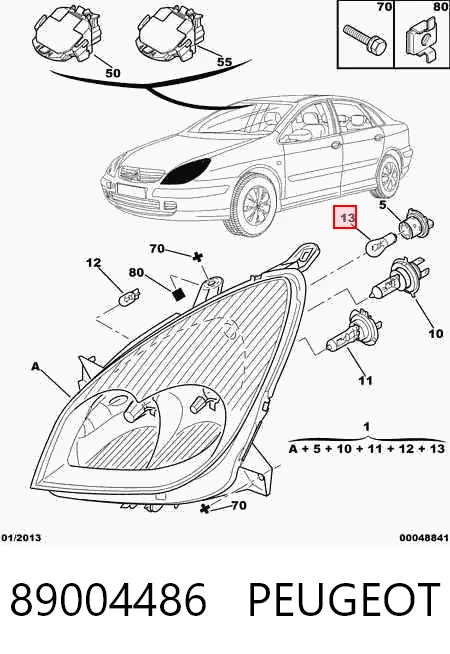 Luz direita para Citroen C5 I DC