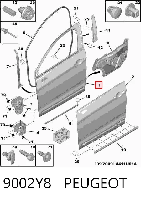 Porta dianteira esquerda para Citroen C5 II RC