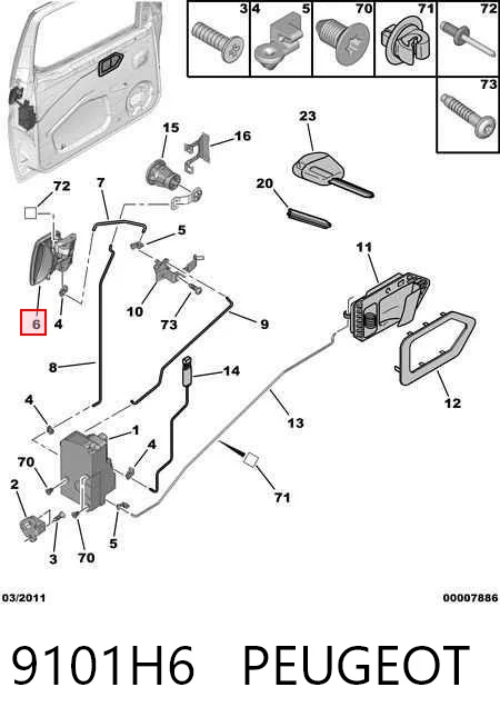 9101H6 Peugeot/Citroen Maçaneta dianteira esquerda externa da porta