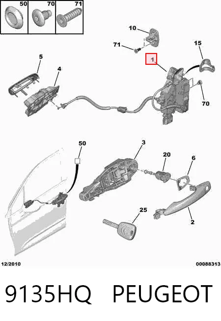 Fecho da porta dianteira esquerda Renault (RVI) 9135HQ preço, a partir de 100,63 USD
