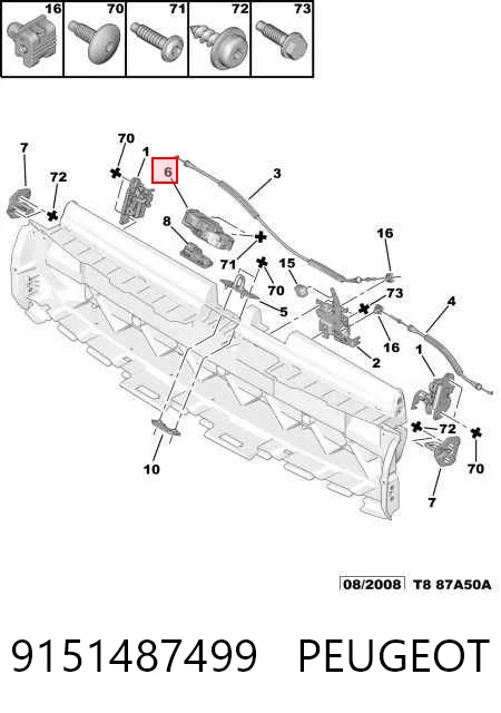 9151487499 Peugeot/Citroen Fecho de tampa de porta-malas (de 3ª/5ª porta traseira)