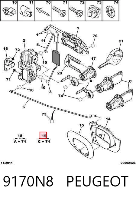Cilindros de fecho, kit Peugeot 206 preço, a partir de 14,84 USD