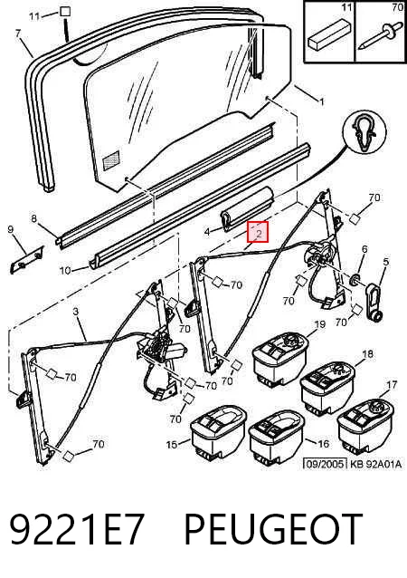 Mecanismo de acionamento de vidro da porta dianteira esquerda Peugeot 206  2A/C