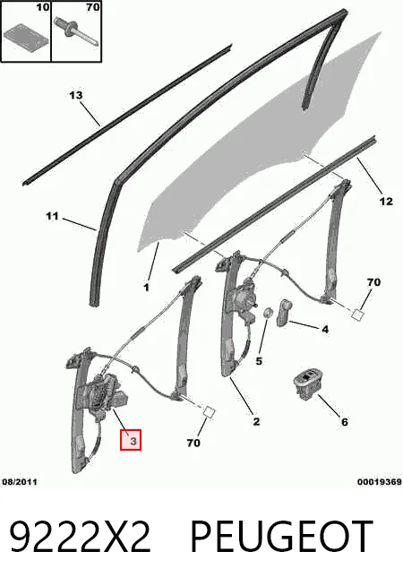  Mecanismo de acionamento de vidro da porta dianteira direita Citroen C2 hatchback (JM) (2003 - 2008) 
