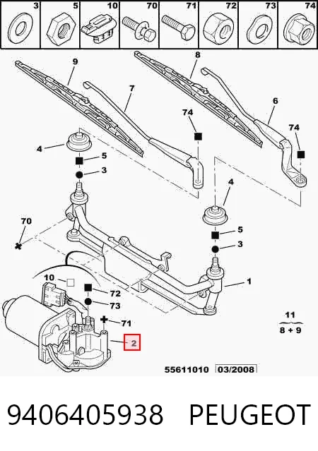  Motor de limpador pára-brisas do pára-brisas Citroen Jumpy I сaixa (BS, BT, BY, BZ) (1995 - 2006) I