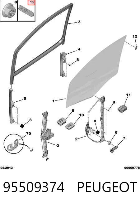 Compre 95509374 General Motors Guia de vidro de quadro da porta dianteira direita