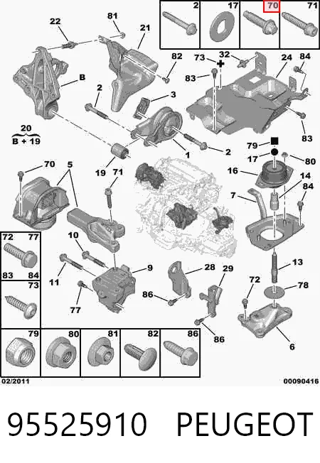 95525910 General Motors Parafuso de suporte de coxim de motor