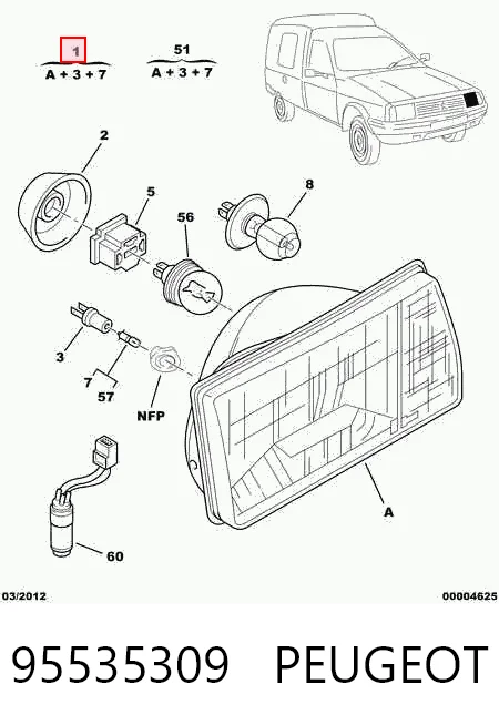  Luz direita Citroen C15 сaixa (VD) (1984 - 1997) 