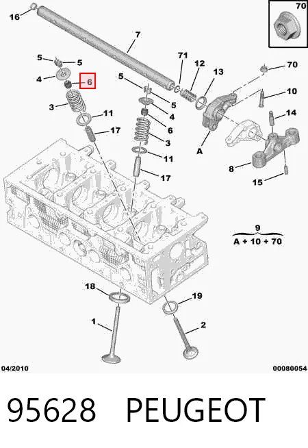 95628 Peugeot/Citroen Vedação de válvula (coletor de óleo), admissão/escape, kit para um motor