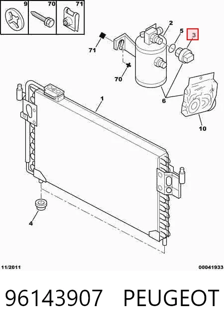 96143907 Peugeot/Citroen Sensor de pressão absoluta de aparelho de ar condicionado