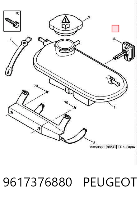 9617376880 Peugeot/Citroen Sensor do nível do fluido de esfriamento no tanque